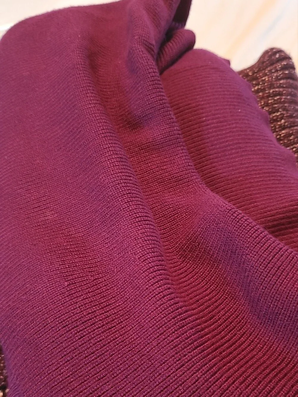 White House Black Market Plum Off-the-Shoulder Ribbed Sweater